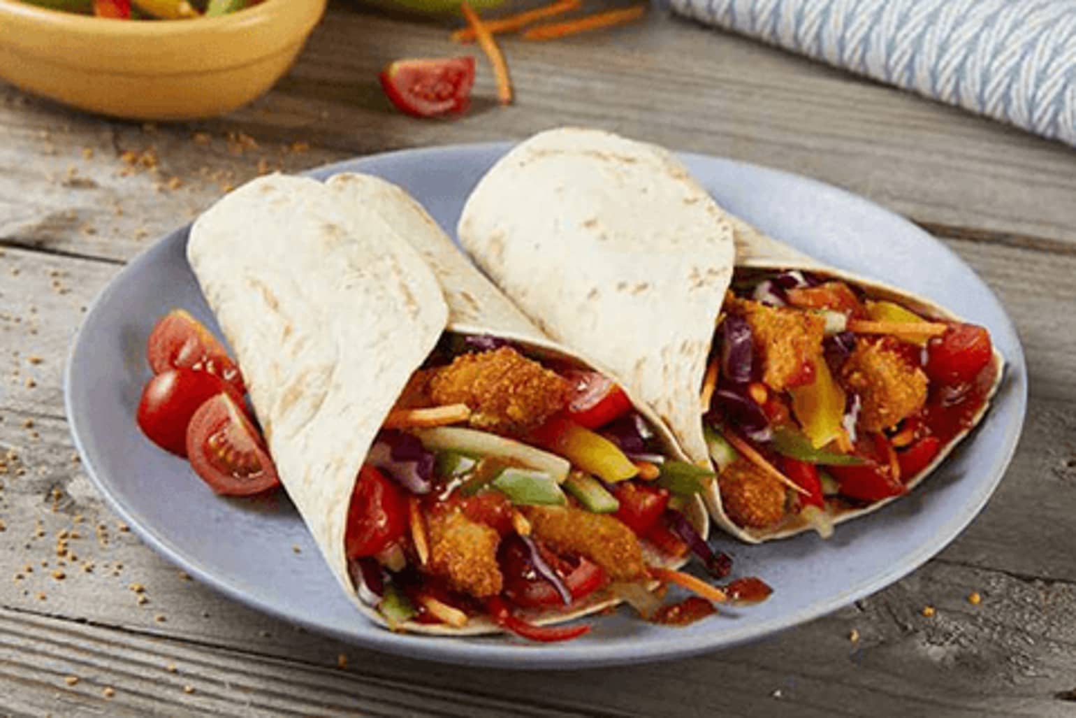 Fajitas arc-en-ciel au poulet croustillant